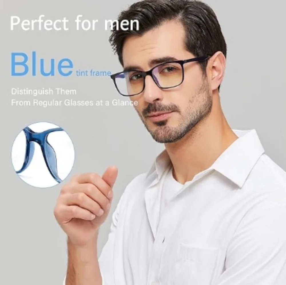 Blue Light Blocking Anti Eyestrain Lens Eyeglasses Blue Frame
